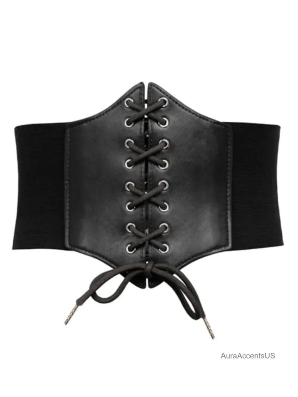 Lace-up Cinch Belt Tied Corset Elastic Waist Belt PU Leather